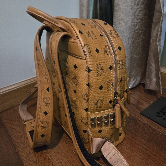 MCM Stark Visetos Small Side Studded Backpack Cognac main image 8